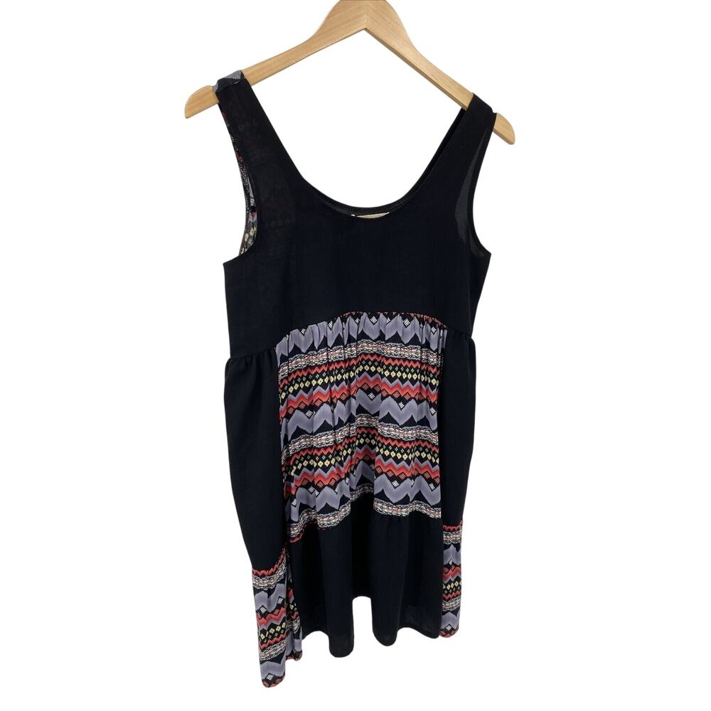 One & Only Tunic‎ Womens Small Shirt Black Boho Patchwork Urban Outfitters - Picture 2 of 6